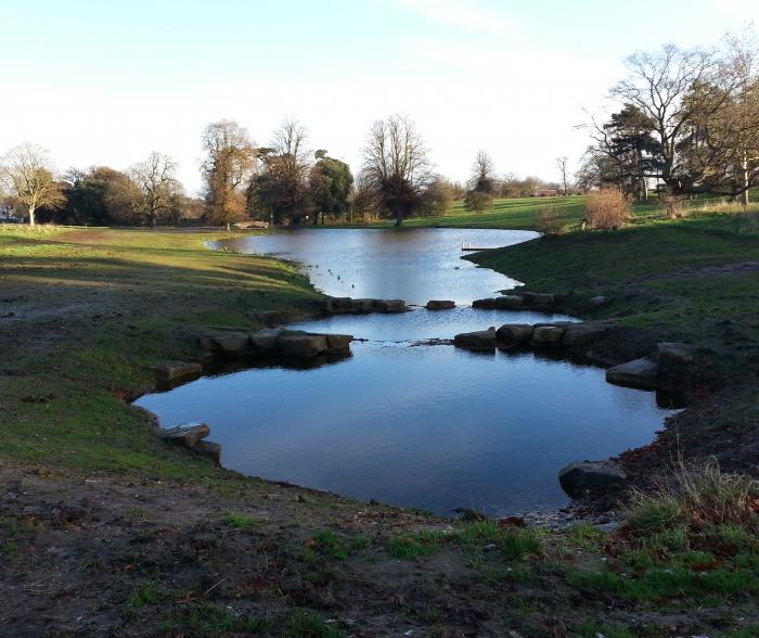 newly constructed lined lake and water falls (1)